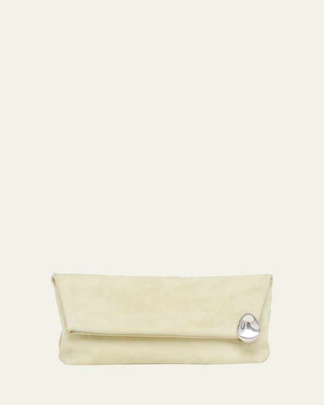 Jewel Zip Leather Pochette Clutch Bag